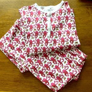 Roller Rabbit XXS Pink Monkey long sleeve pajamas